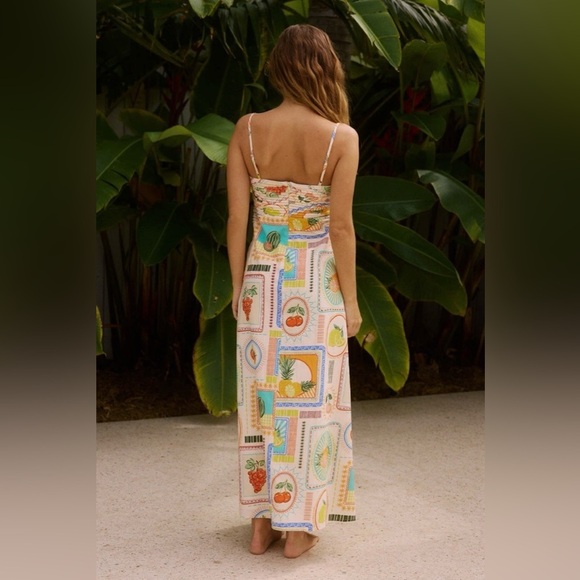 Seven Wonders Agata Midi Dress XS Fruit Print Cotton Rayon Lined Pockets - Picture 3 of 11